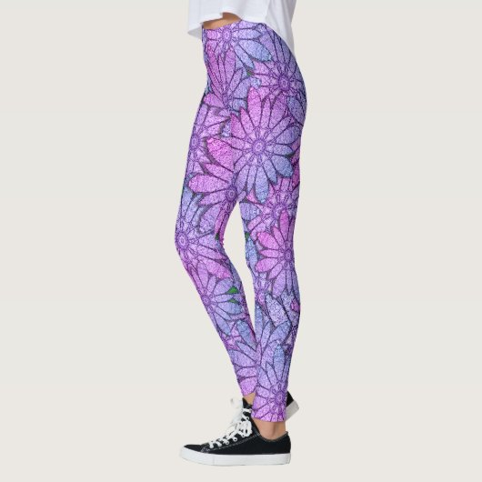 Fun Purple Blumen Leggings (Links)