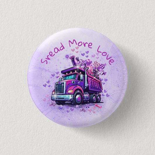 Fun Purple Dump Truck Spreading Love Button (Vorderseite)