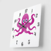 Fun purple octopi quadratische wanduhr (Winkel)