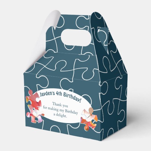 Fun Puzzle Ballon 4. Geburtstag Party Geschenkschachtel (Vorderseite)