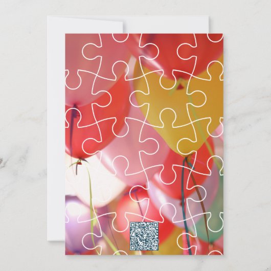 Fun Puzzle Ballon Thema Geburtstag Einladung (Rückseite)