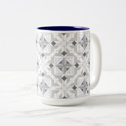 Fun Quilt 2 - Gemusterte Kaffee-Tasse Zweifarbige Tasse (VorderseiteRechts)