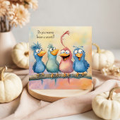 Fun Quirky Birds Happy Birthday Flat Square Mitteilungskarte