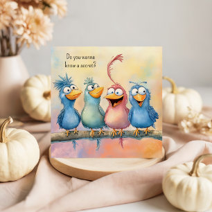 Fun Quirky Birds Happy Birthday Flat Square Mitteilungskarte