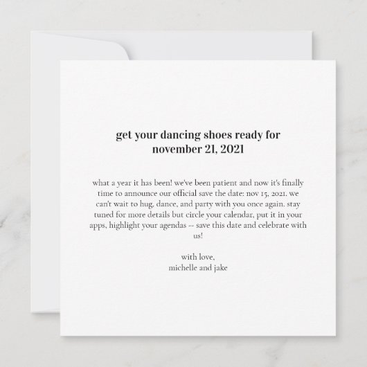 Fun Quirky Design Save the Date Hochzeitskarte (Rückseite)