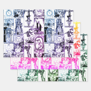 Fun Quirky Vintage Tarot Card Geschenkpapier Set