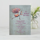 Fun & Quirky Whimsical Birthday Girl Einladung (Stehend Vorderseite)