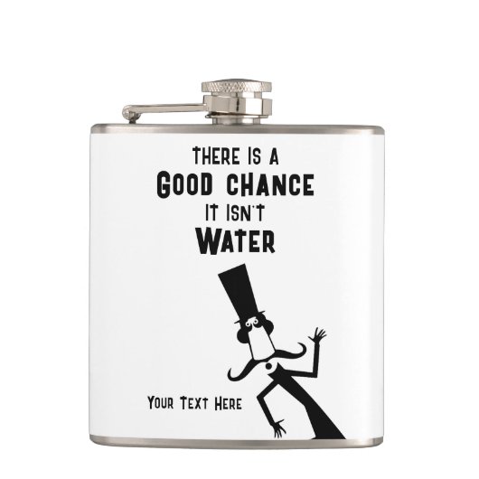 Fun Quote Black And White Vinyl Wrapped Flask Flachmann (Vorderseite)