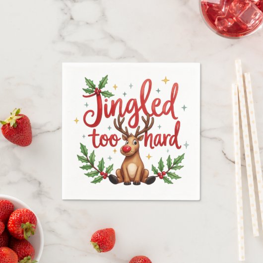 Fun Quote Jingled Too Hard Reindeer Christmas Serviette (Beispiel)