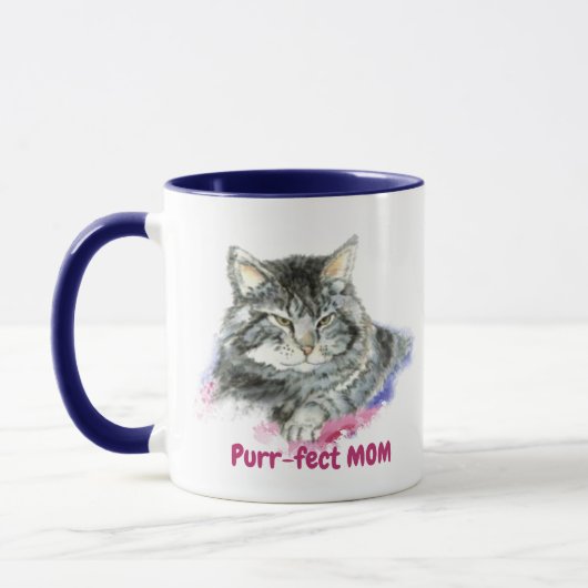 Fun Quote Purr-fect-Mama Wasserfarbkatze Tasse (Links)