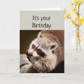 Fun Raccoon Dressed up Nails Fertig Karte (Gelbe Blume)