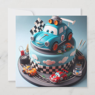 FUN RACE AUTO THEMED BIRTHDAY CAKE EINLADUNG