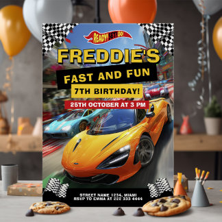 Fun Race Car Geburtstagsparty Einladung