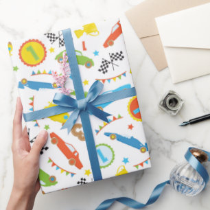 Fun Race Car Muster Jungs Party Packpapier