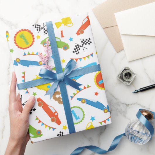 Fun Race Car Muster Jungs Party Packpapier (Schenken)