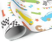 Fun Race Car Muster Jungs Party Packpapier (Rolleneckpunkt)