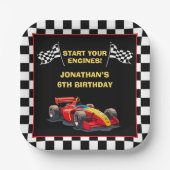 Fun Racing Driver Birthday Boy Pappteller (Vorderseite)