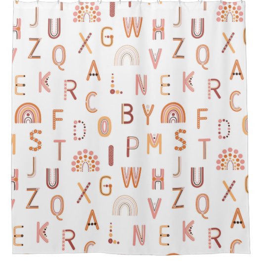 Fun Rainbow Alphabet Muster Duschvorhang (Vorderseite)