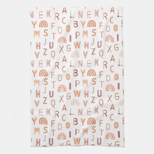 Fun Rainbow Alphabet Muster Geschirrtuch (Vertikal)