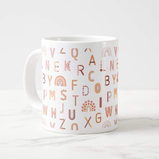 Fun Rainbow Alphabet Muster Jumbo-Tasse (Vorderseite Links)