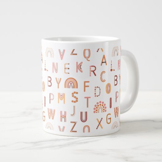 Fun Rainbow Alphabet Muster Jumbo-Tasse (Vorderseite Rechts)
