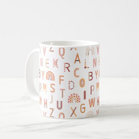 Fun Rainbow Alphabet Muster Kaffeetasse (Vorderseite Links)