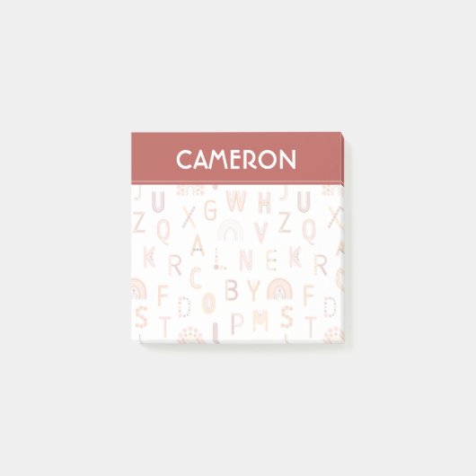 Fun Rainbow Alphabet Muster Post-it Klebezettel (Vorderseite)