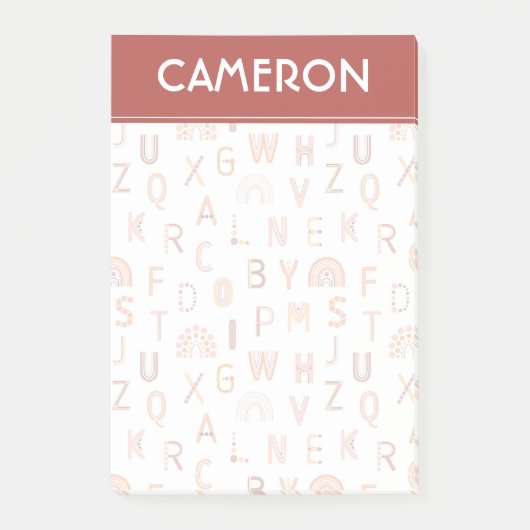 Fun Rainbow Alphabet Muster Post-it Klebezettel (Vorderseite)