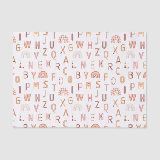 Fun Rainbow Alphabet Muster Seidenpapier (Vorderseite)