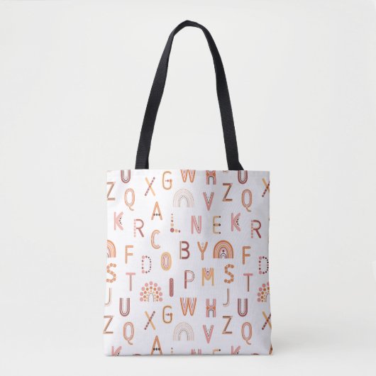 Fun Rainbow Alphabet Muster Tasche (Vorderseite)