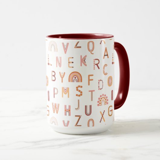 Fun Rainbow Alphabet Muster Tasse (VorderseiteRechts)