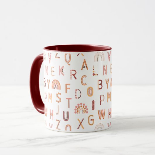 Fun Rainbow Alphabet Muster Tasse (Vorderseite Links)