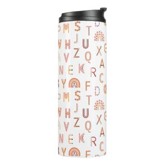 Fun Rainbow Alphabet Muster Thermosbecher (Nach links gedreht)
