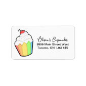 Fun Rainbow and Sprinkles Cupcake Mailing Label Adressaufkleber (Vorne)