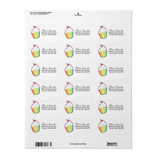 Fun Rainbow and Sprinkles Cupcake Mailing Label Adressaufkleber (Vorne)