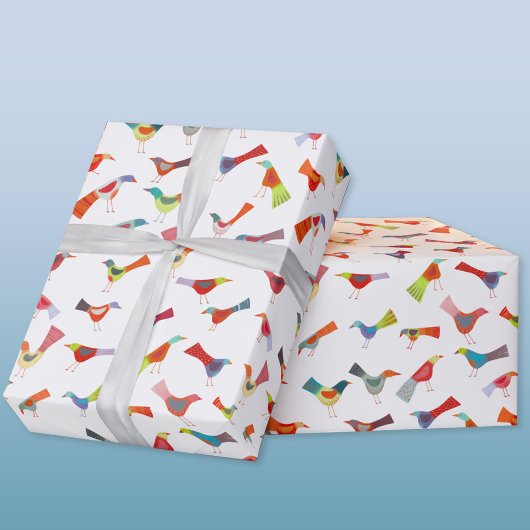 Fun Rainbow Bird Geschenkpapier