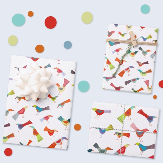 Fun Rainbow Bird Geschenkpapier Set