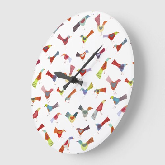 Fun Rainbow Bird Große Wanduhr (Winkel)
