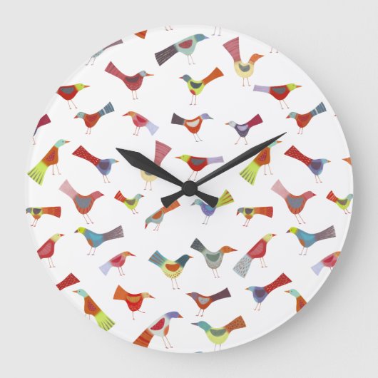Fun Rainbow Bird Große Wanduhr (Vorderseite)