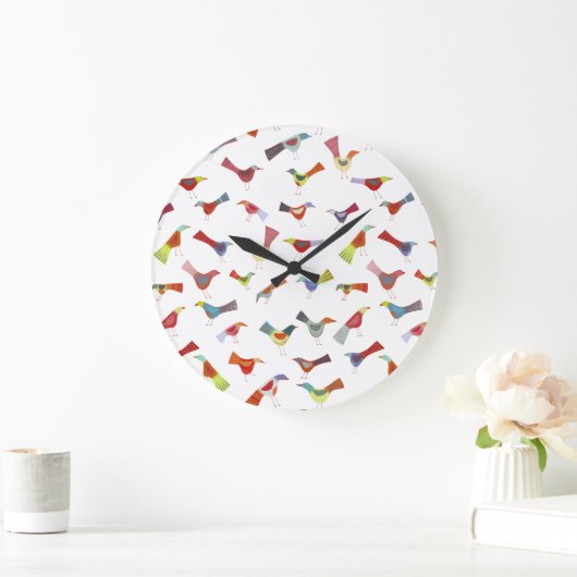Fun Rainbow Bird Große Wanduhr (Zuhause)