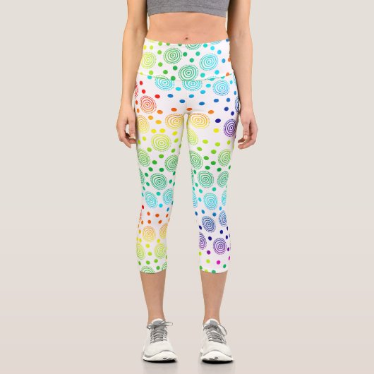 Fun Rainbow Circles Capri Leggings (Vorderseite)