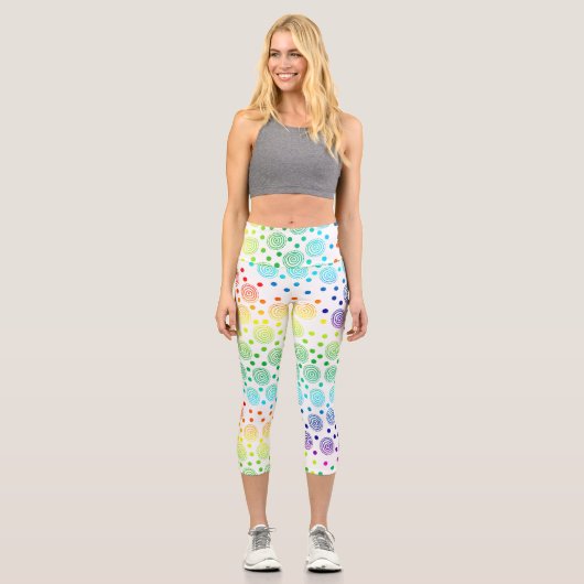 Fun Rainbow Circles Capri Leggings (Vorderseite)