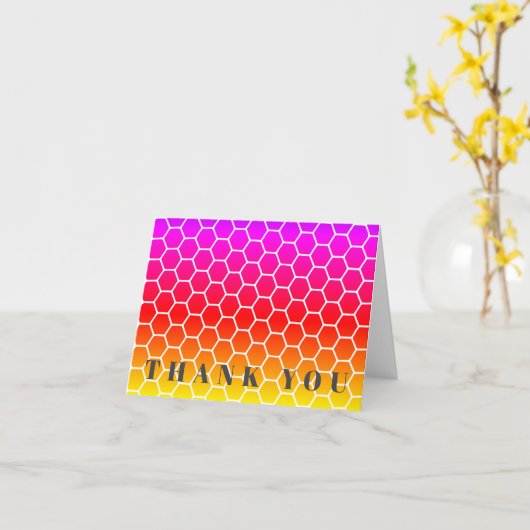 Fun Rainbow Colors Honeycomb Design Vielen Dank Karte (Gelbe Blume)