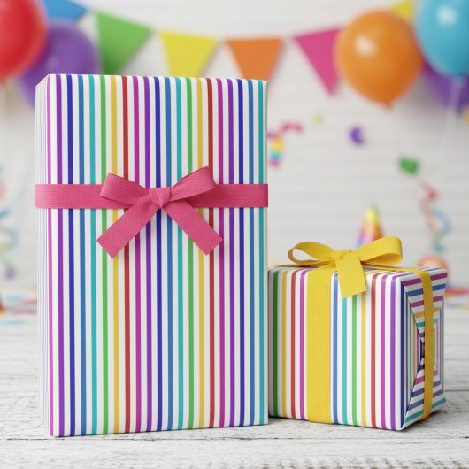 Fun Rainbow Colors Striped Geschenkpapier