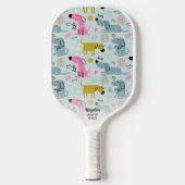 Fun Rainbow Doodles Personalisierter Text Pickleball Schläger (Vorderseite)
