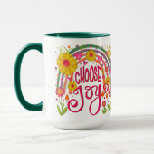 Fun Rainbow Floral Choose Joy Inspirivity Tasse (Links)