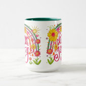 Fun Rainbow Floral Choose Joy Inspirivity Tasse (Zentrum)