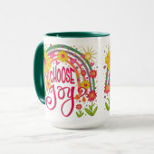 Fun Rainbow Floral Choose Joy Inspirivity Tasse (Vorderseite Links)