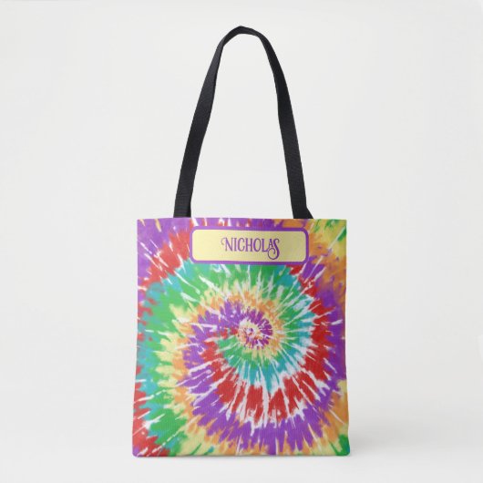 Fun Rainbow Gefärbte Krawatte Retro Tasche (Vorderseite)
