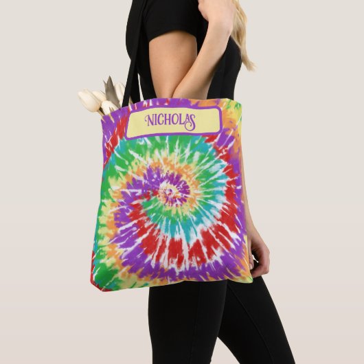 Fun Rainbow Gefärbte Krawatte Retro Tasche (Von Nahem)